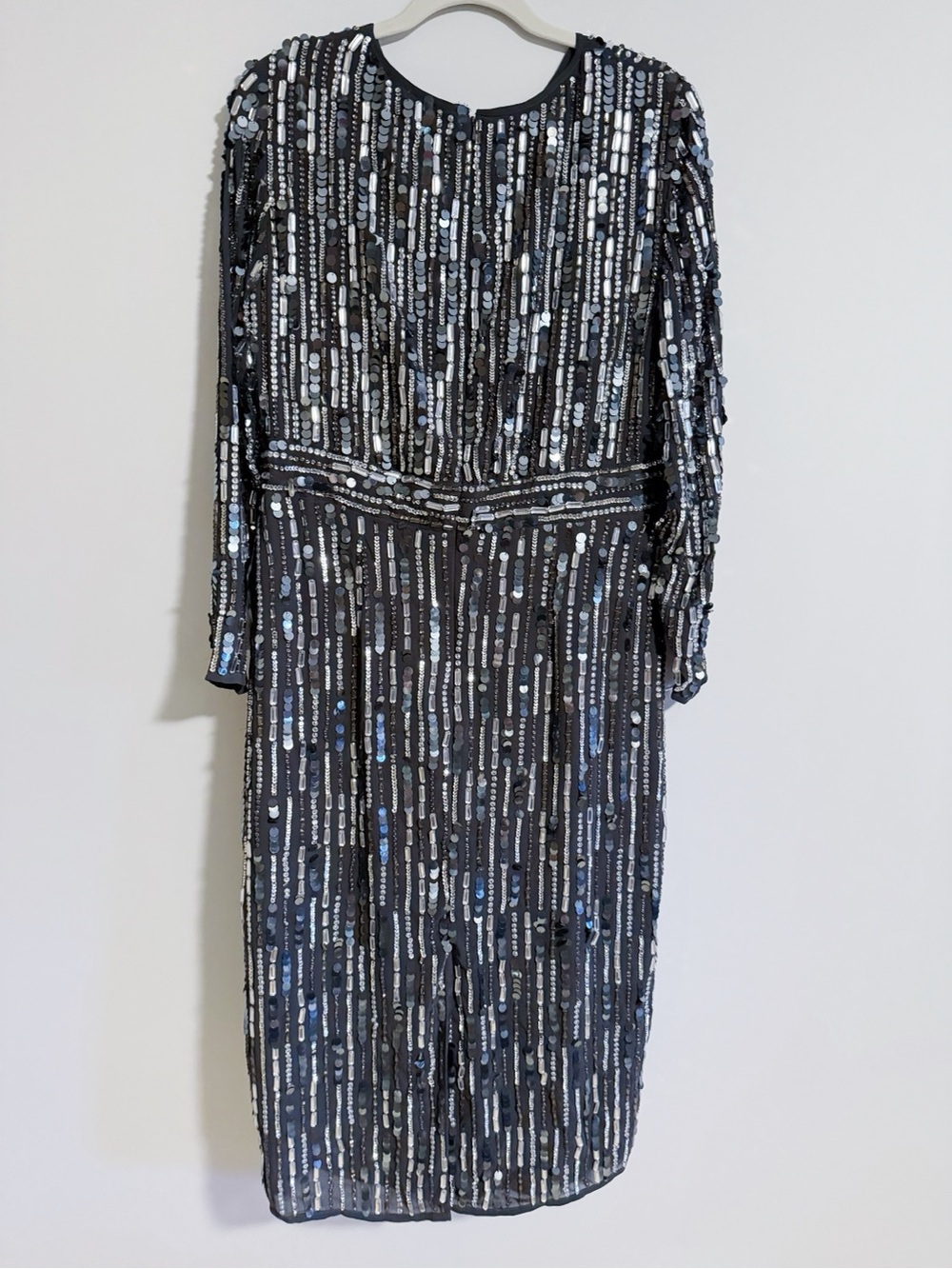 Mac Duggal - Charcoal Sequins Long Sleeve Dress - Picture 8 of 8